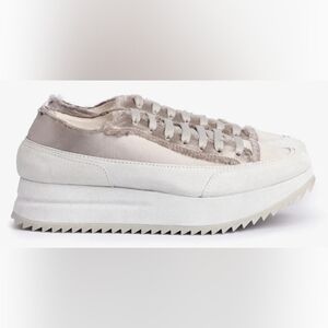 $650 PEDRO GARCIA orella GREY FRAYED SATIN TRAINER SNEAKER SUEDE US 10